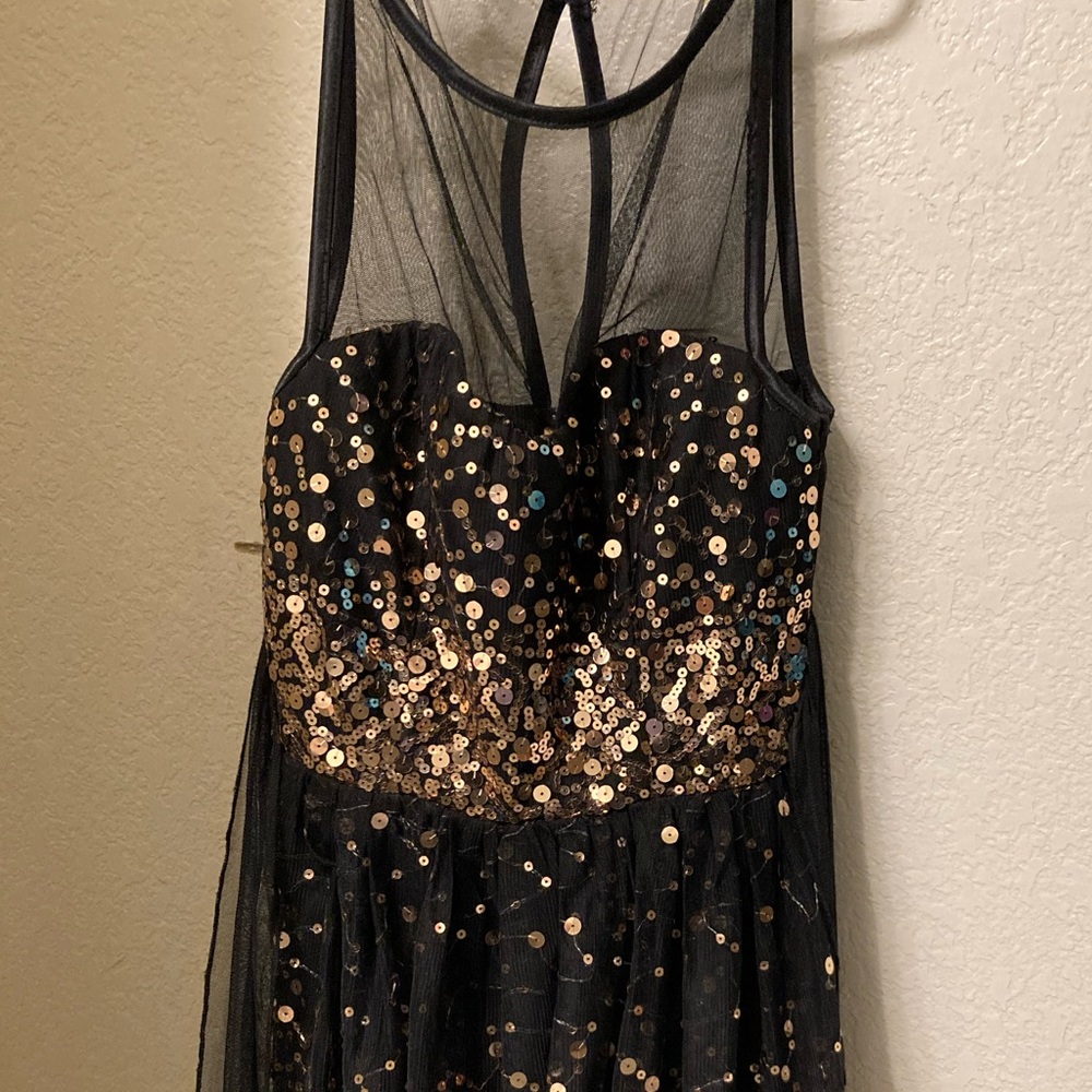 Sequin black and gold short dress